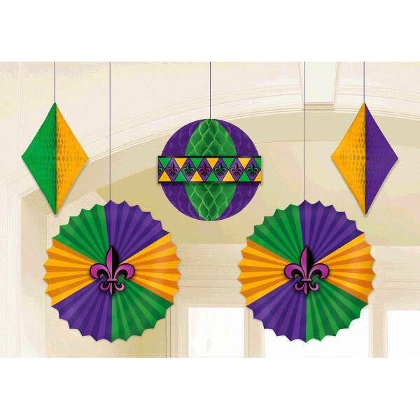Mardi Gras Honeycombs &amp; Fans