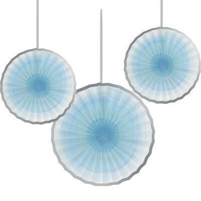 Hanging Decorations-Paper Fans-One Little Star Blue-3 Count