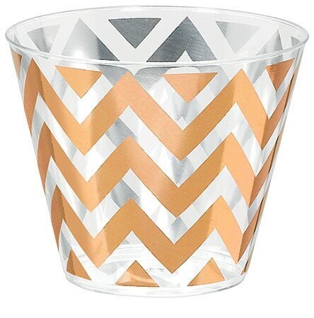 Tumblers-Premium Quality-Plastic-Rose Gold Chevron-9oz-24pk