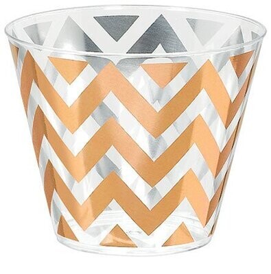 Tumblers-Premium Quality-Plastic-Rose Gold Chevron-9oz-24pk