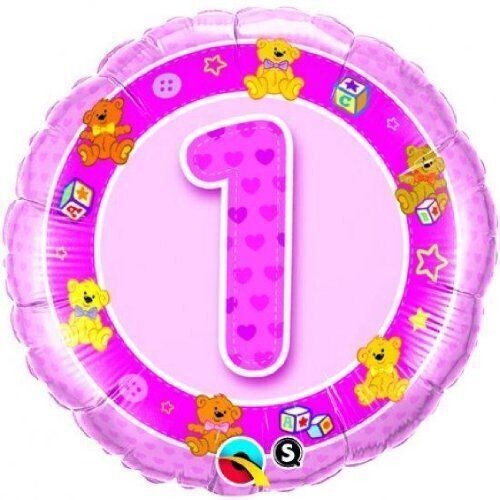 Foil Balloon-1st Birthday Girl Pink Teddies-18&#39;&#39;