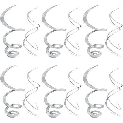 Swirl Decorations- Silver- 12pcs/22&quot;