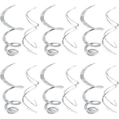 Swirl Decorations- Silver- 12pcs/22&quot;