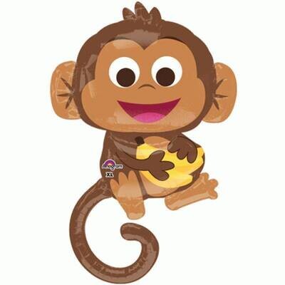 Foil Balloon-Supershape - Cartoon Monkey with Bananas