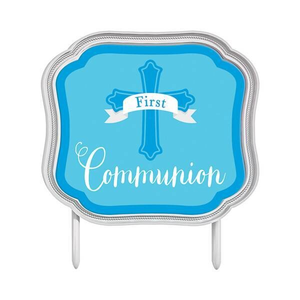 Cake Topper - First Communion (Blue)-4.5&#39;&#39;x5.1&#39;&#39;