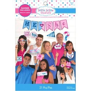 Gender Reveal Deluxe Photo Props- 21pcs
