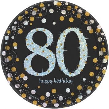 Beverage Plates - Sparkling Birthday 80th