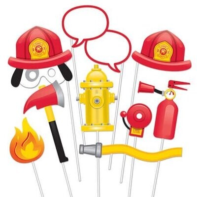Photo Booth Props- Flaming Fire Truck- 10pk