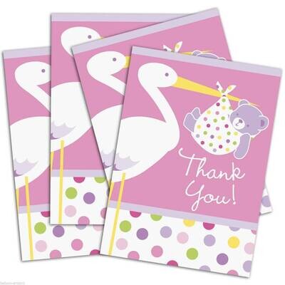 Baby Thank You Cards- Girl- 8pk