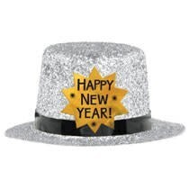 Mini Top Hat - Happy New Year Silver