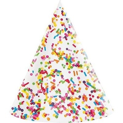 Party Hats - Cone - Sprinkles - 8pkg