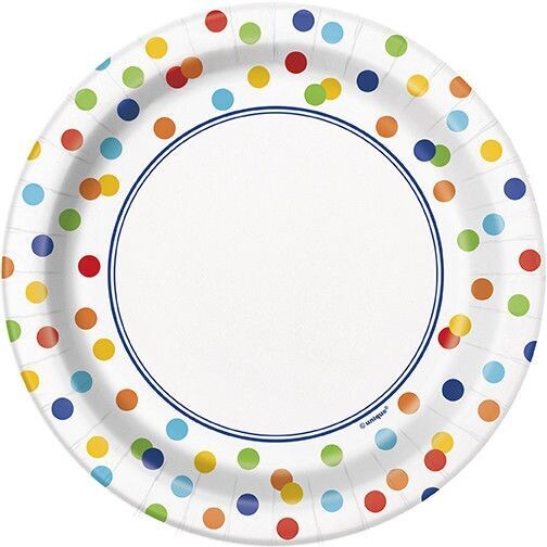 Plates - BEV- Rainbow Polka Dots - 8pkg-Paper