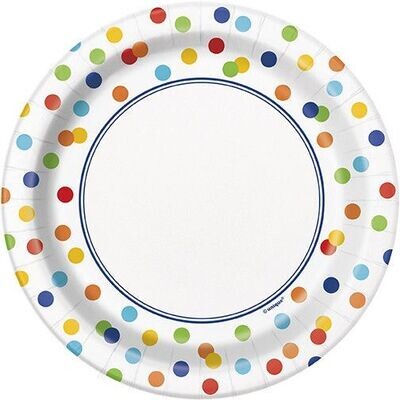 Plates - BEV- Rainbow Polka Dots - 8pkg-Paper