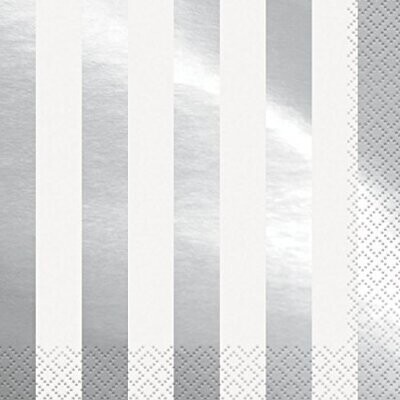 Napkins-LN-Silver Stripes-16pk-2ply