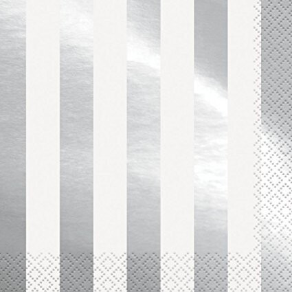 Napkins-LN-Silver Stripes-16pk-2ply
