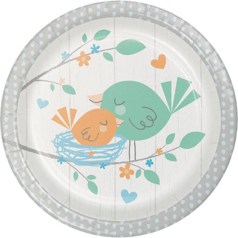 Beverage Paper Plates- Hello Baby Boy-8pk-7&quot;