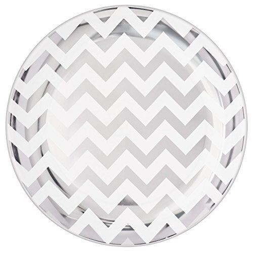Plates-DN-Plastic-Silver/ White Chevron-Premium-10.5&#39;&#39;-10pk