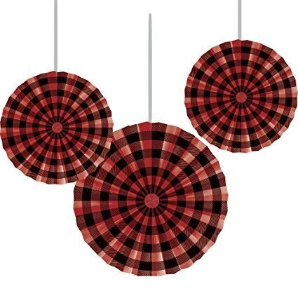 Paper Fan-Buffalo Plaid-10-16&#39;&#39;-3pk
