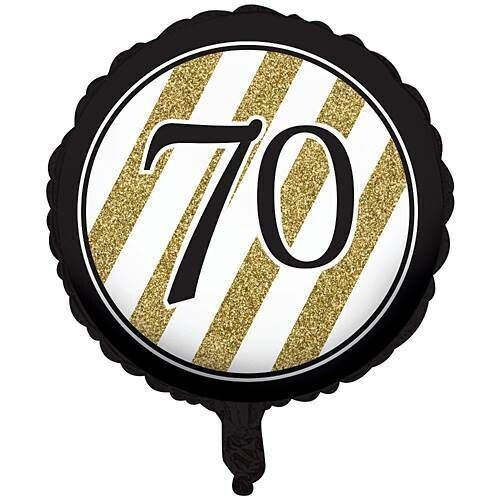 Foil Balloon-Black &amp; Gold 70th Bday-18&#39;&#39;