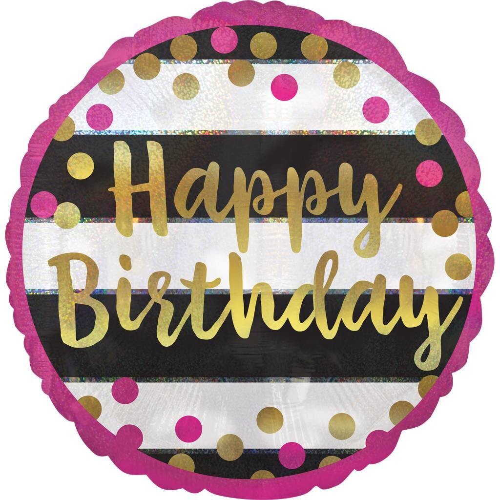 Foil Balloon - Happy Birthday Pink &amp; Gold Milestone