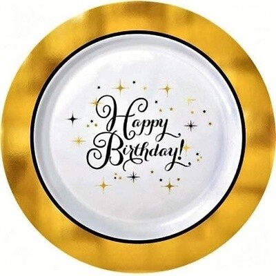 Plates-Premium-DN-Gold Birthday-Plastic-10pk/10.5&quot;
