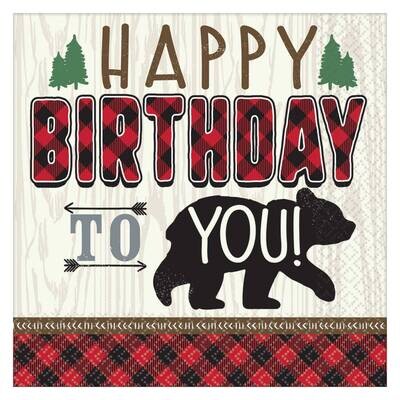 Lunch Napkins- Little Lumberjack Birthday- 16pk/2ply