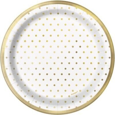 Beverage Paper Plates- Elegant Gold Dots