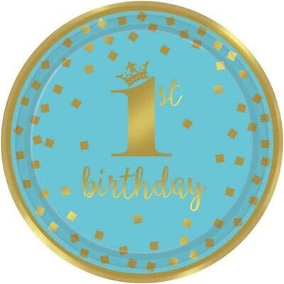 Luncheon Paper Plates-Gold 1st Bday Boy-Discontinued-Final Sale