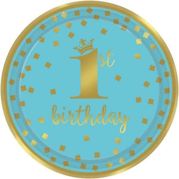 Luncheon Paper Plates-Gold 1st Bday Boy-Discontinued-Final Sale