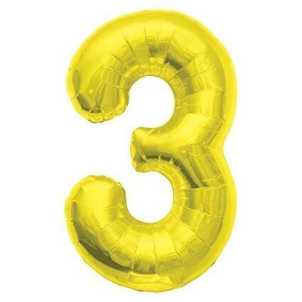 Foil Balloon-# 3-Gold-34&#39;&#39;