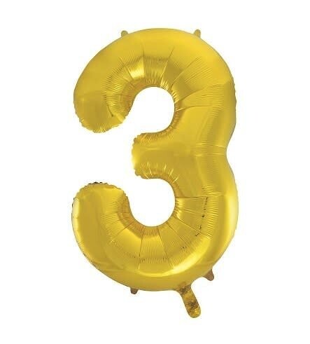 Foil Balloon - #3 Gold - 34&quot;
