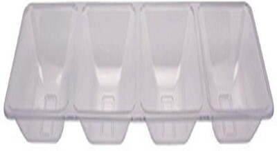 Long 4 Compartment Tray - Clear