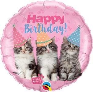 Foil Balloon - 18&quot; - Happy Birthday Cats