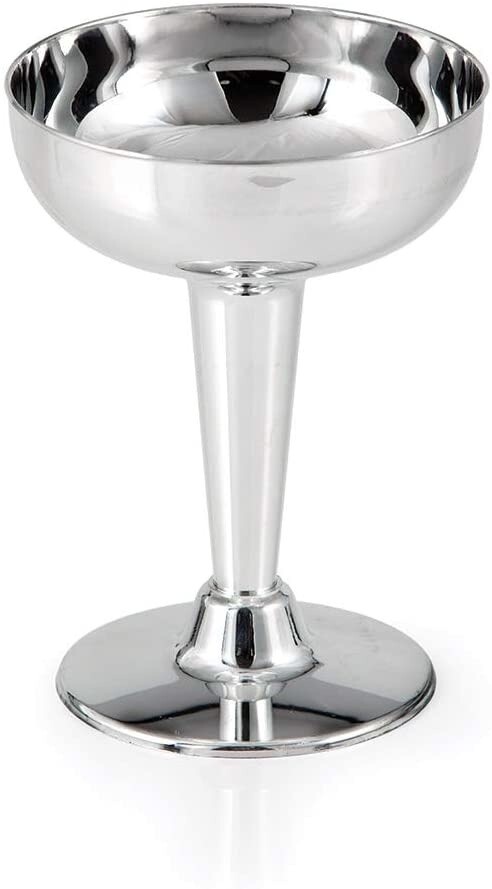 Plastic Champagne Glasses - Metallic Silver