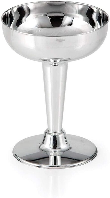 Plastic Champagne Glasses - Metallic Silver