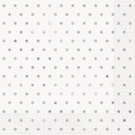 Luncheon Napkins-Elegant Silver Dots
