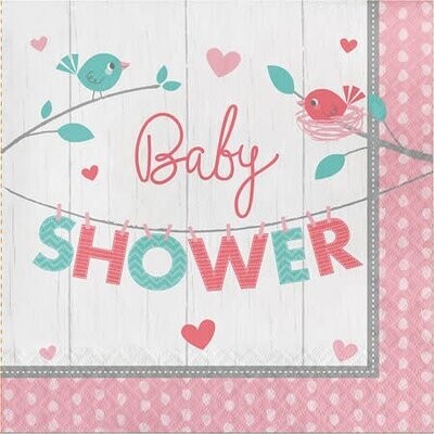 Luncheon Napkins- Baby Shower Hello Baby Girl- 16pk-2ply