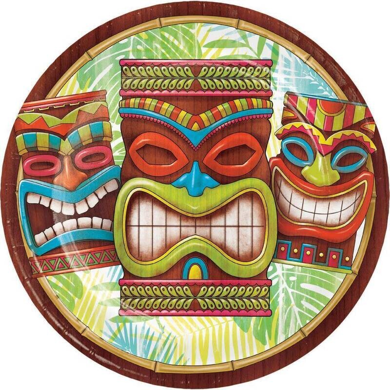 Lunch Paper Plates- Tiki Time- 8pk/9&quot;