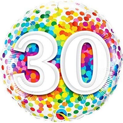 Foil Balloon-30th BD Confetti-18&#39;&#39;
