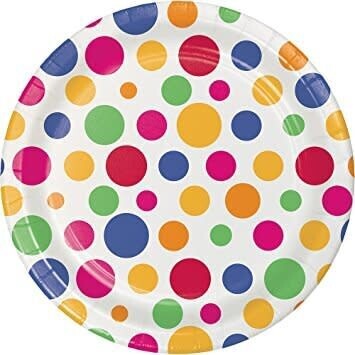 Beverage Paper Plates- Party Dots- 8pk/7&quot;