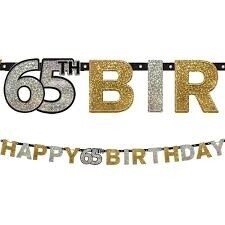 Banner Happy 65th Birthday Prism Sparkling