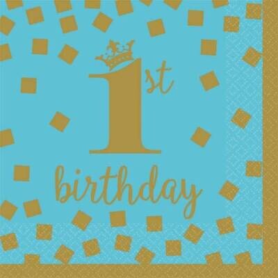 Beverage Napkins-Gold 1st Birthday Boy-16pk-2ply-Final Sale