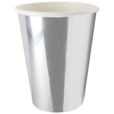 Cups-Metallic Silver-12oz-8pk-Paper