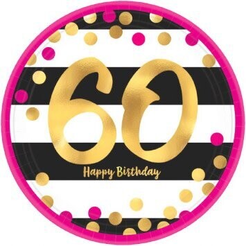 Beverage Plates- Pink and Gold Milestone 60