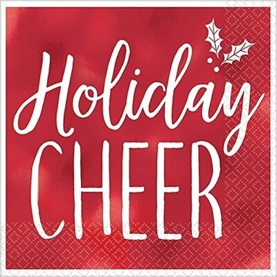 Napkins Bev Holiday Cheers Red