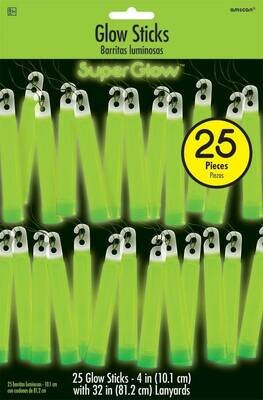 Glow Sticks-Super-Green-4&#39;&#39;-25pk