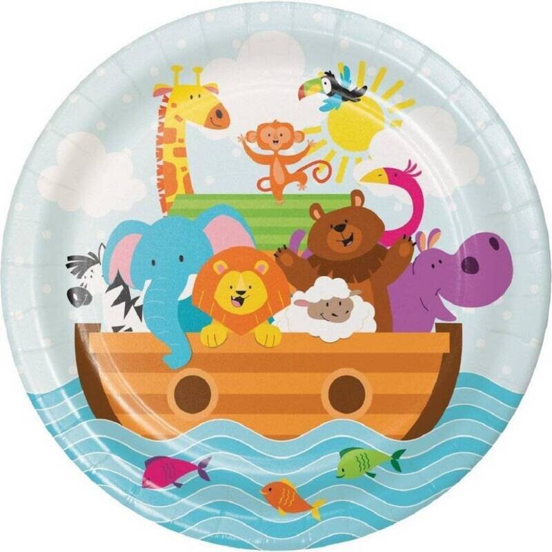 Lunch Paper Plates- Noah&#39;s Ark- 8pk/9&quot;