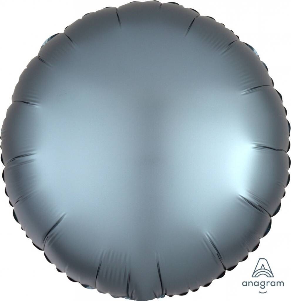Foil Balloon - Steel Blue Satin Luxe  - Round - 17&quot;