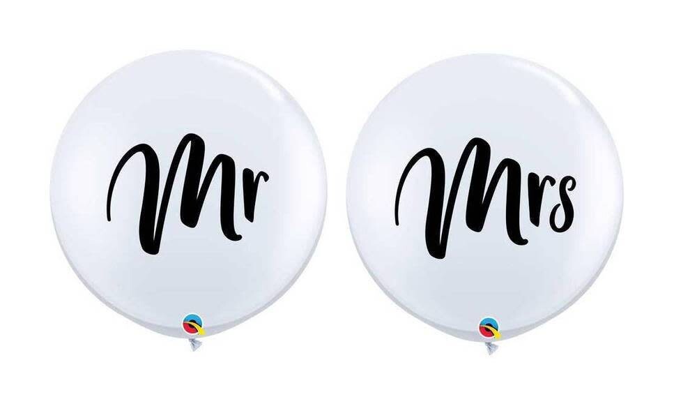 Latex Balloons - Mr &amp; Mrs - 36&quot;
