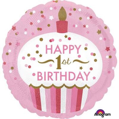 Foil Balloon - 1st Birthday Girl